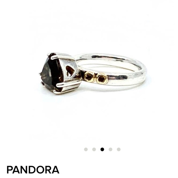 Pandora Trillion Cut Smoky Topaz Ring - Picture 5 of 9